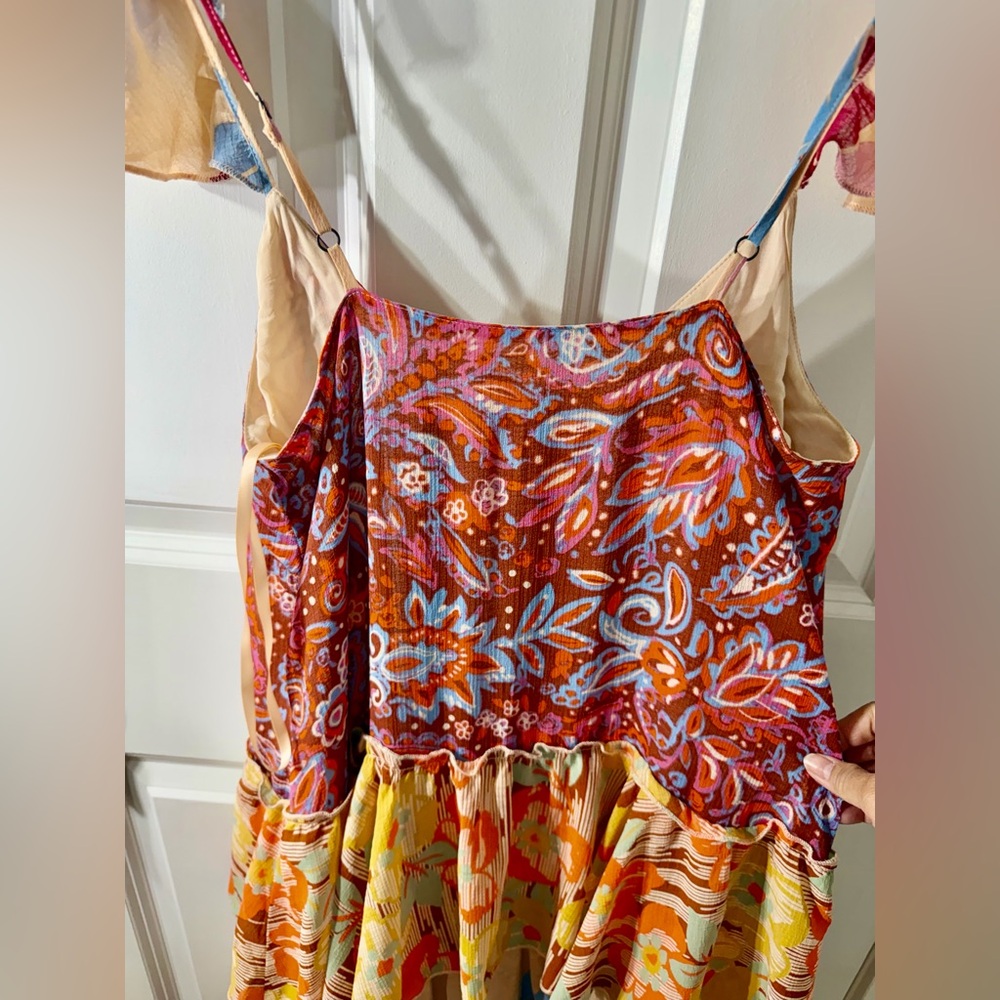 Free People Coraline Tiered Maxi Dress Boho Floral Pink Ruffle Size 0 - Picture 13 of 16